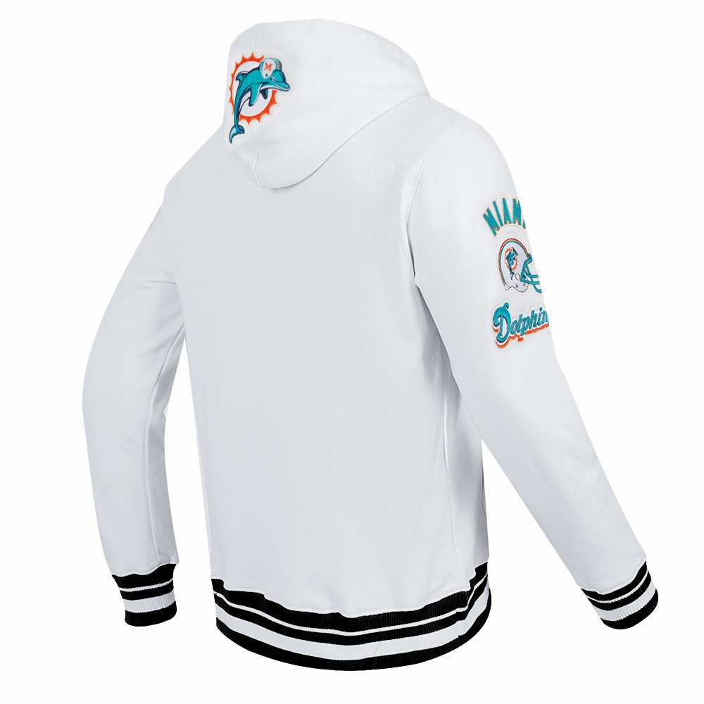 NFL MIAMI DOLPHINS RETRO CLASSIC MEN'S PULLOVER HOODIE (WHITE/BLACK)