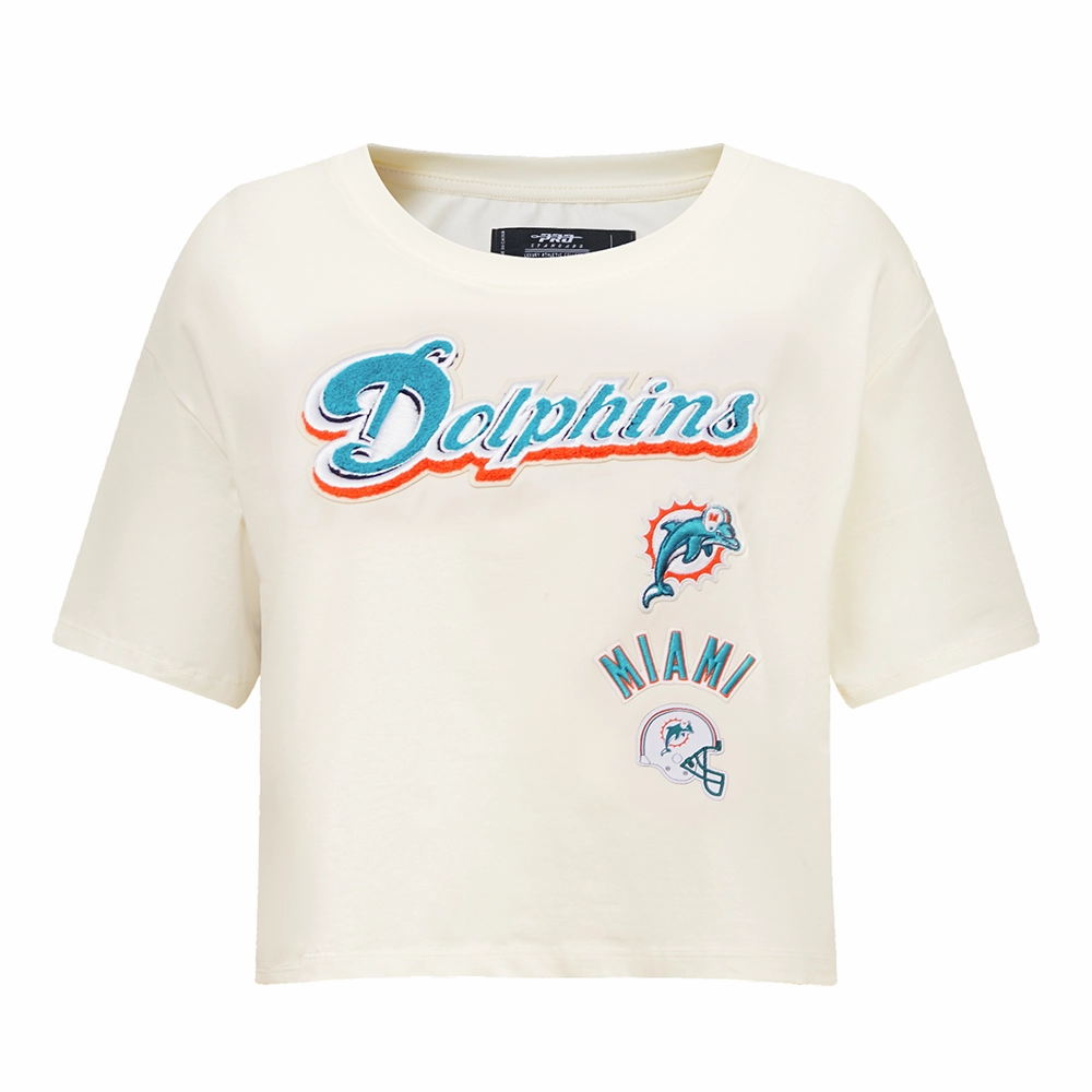 NFL MIAMI DOLPHINS RETRO CLASSIC WOMEN'S BOXY TEE (EGGSHELL)
