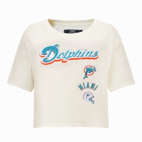 NFL MIAMI DOLPHINS RETRO CLASSIC WOMEN'S BOXY TEE (EGGSHELL)