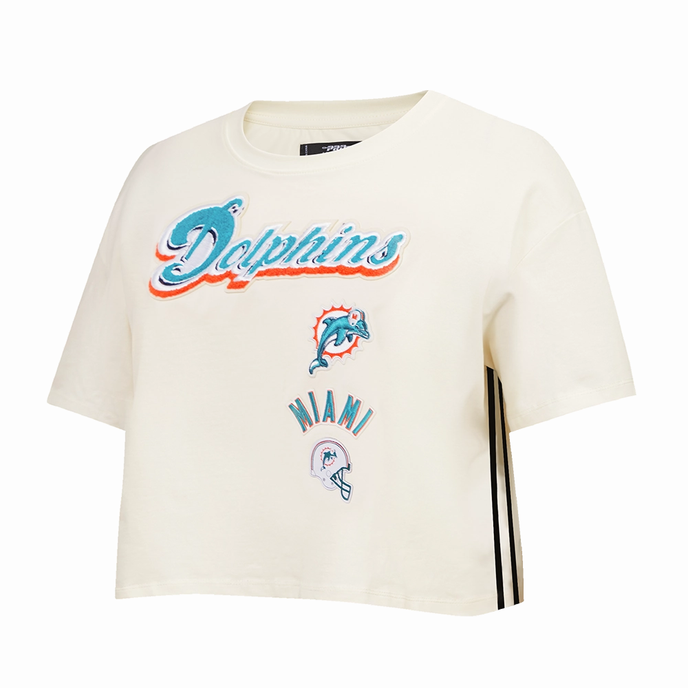 NFL MIAMI DOLPHINS RETRO CLASSIC WOMEN'S BOXY TEE (EGGSHELL)
