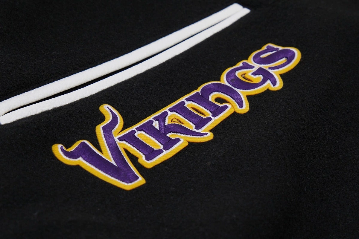 NFL MINNESOTA VIKINGS CLASSIC WOOL MEN'S VARSITY JACKET (BLACK/WHITE)