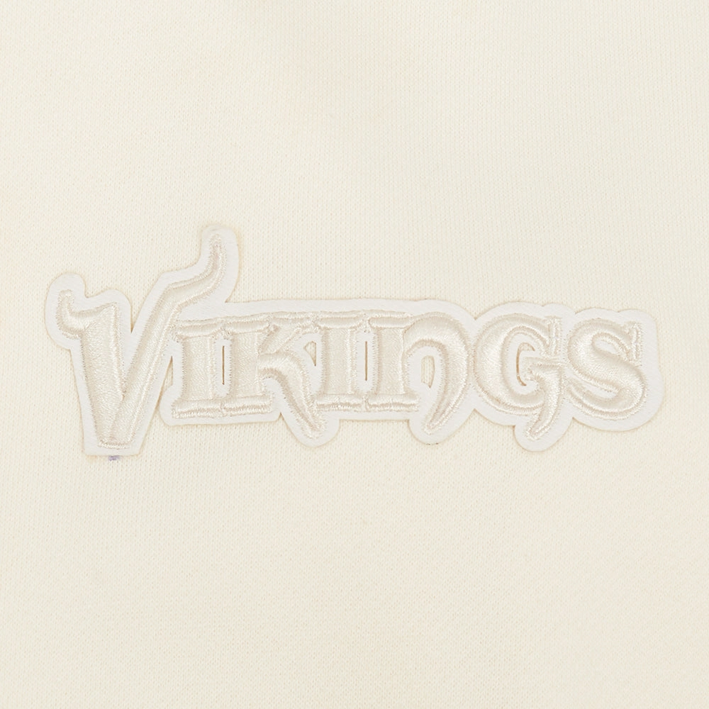 NFL MINNESOTA VIKINGS NEUTRAL MEN'S DROP SHOULDER PULLOVER HOODIE (EGGSHELL)