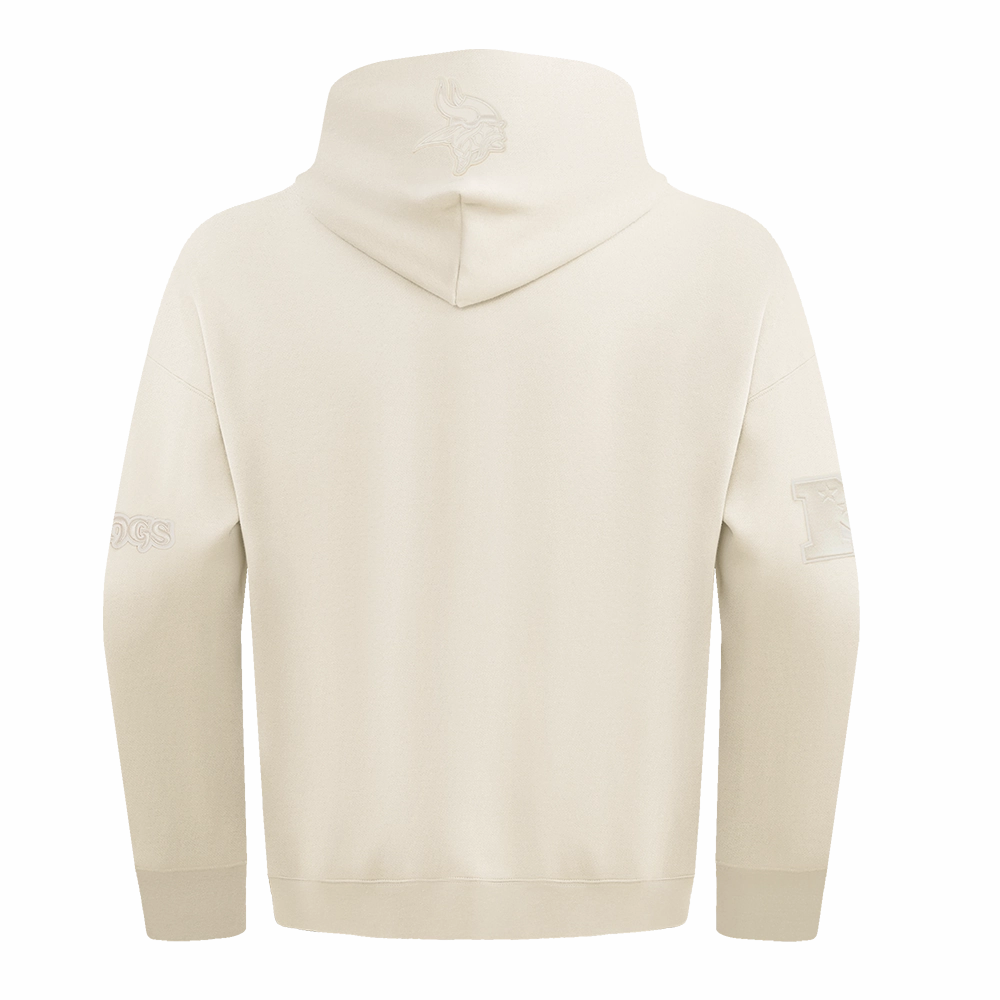 NFL MINNESOTA VIKINGS NEUTRAL MEN'S DROP SHOULDER PULLOVER HOODIE (EGGSHELL)