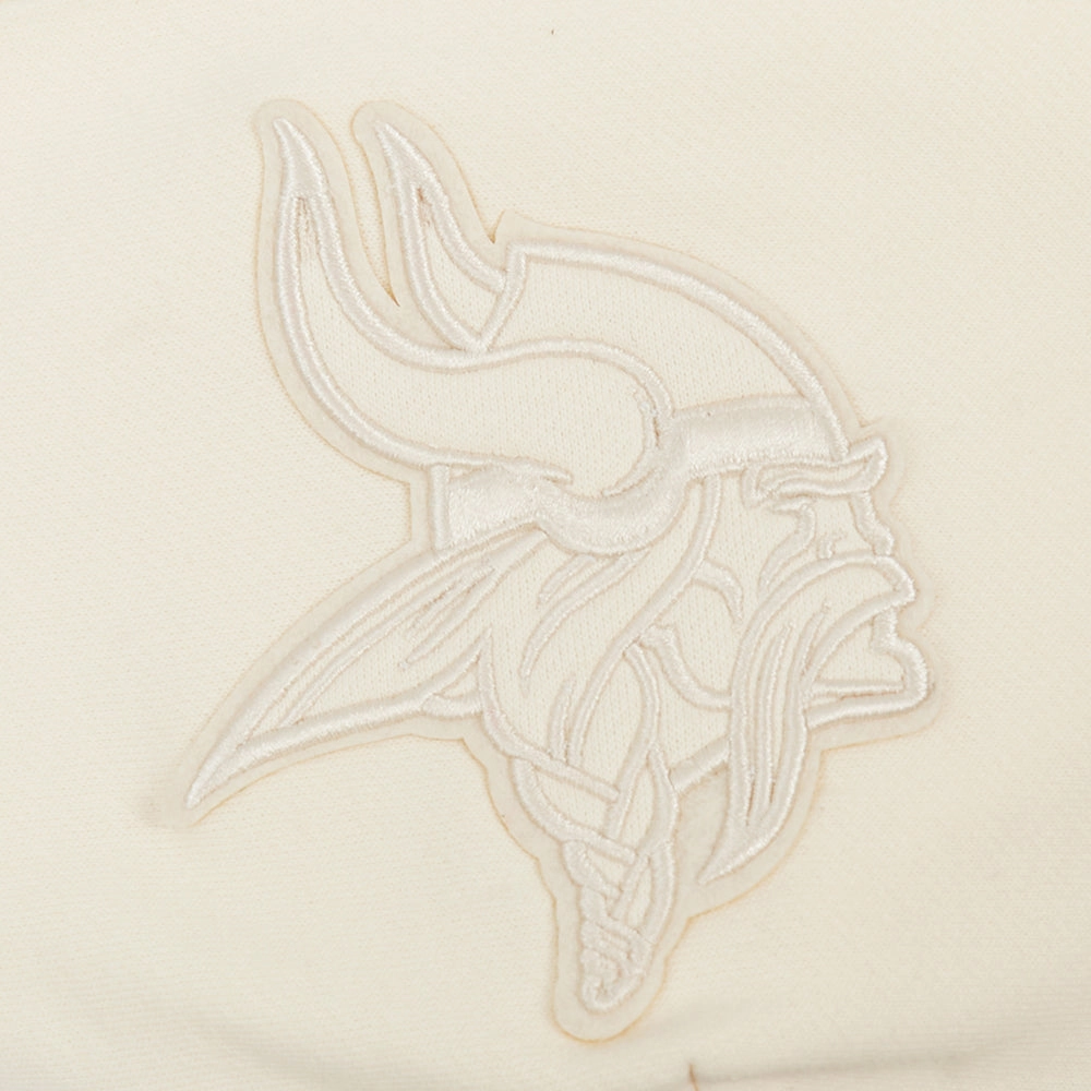 NFL MINNESOTA VIKINGS NEUTRAL MEN'S DROP SHOULDER PULLOVER HOODIE (EGGSHELL)