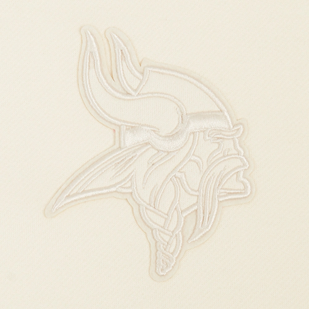 NFL MINNESOTA VIKINGS NEUTRAL MEN'S DROP SHOULDER PULLOVER HOODIE (EGGSHELL)