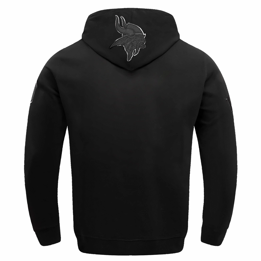 NFL MINNESOTA VIKINGS TRIPLE BLACK MEN'S DOUBLE KNIT PULLOVER HOODIE (TRIPLE BLACK MEN'S)