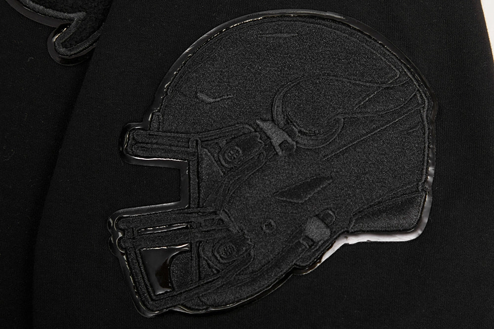 NFL MINNESOTA VIKINGS TRIPLE BLACK MEN'S DOUBLE KNIT PULLOVER HOODIE (TRIPLE BLACK MEN'S)