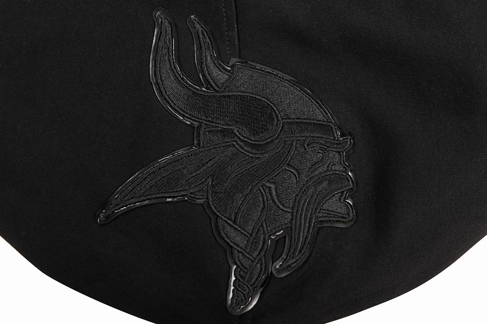 NFL MINNESOTA VIKINGS TRIPLE BLACK MEN'S DOUBLE KNIT PULLOVER HOODIE (TRIPLE BLACK MEN'S)
