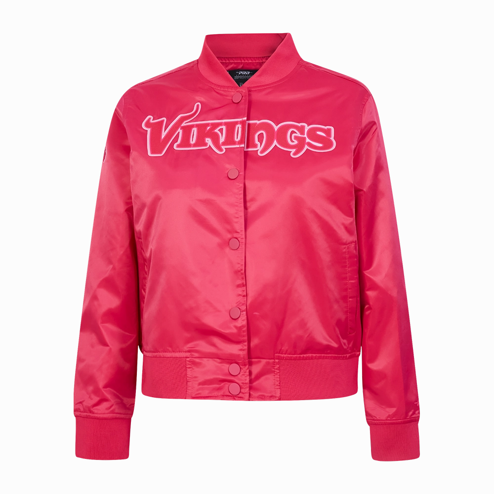 NFL MINNESOTA VIKINGS TRIPLE PINK WOMEN'S SATIN JACKET (BEETROOT PURPLE)