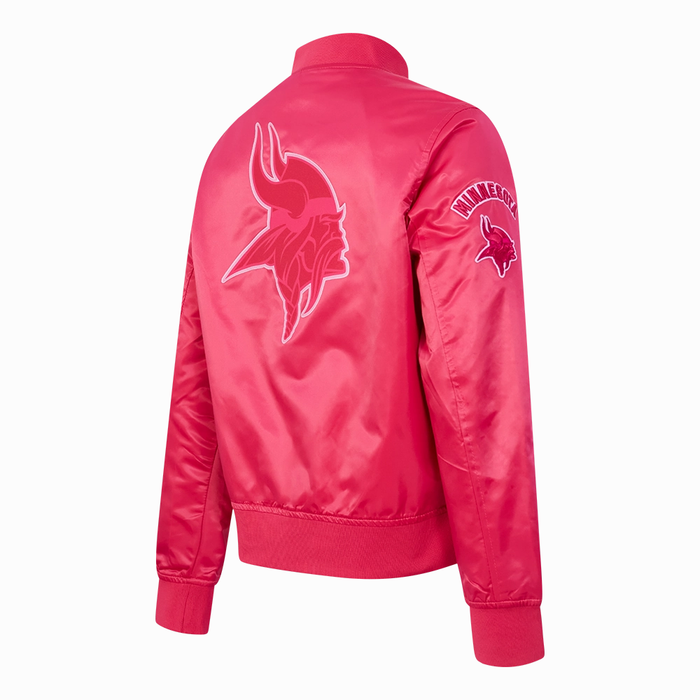 NFL MINNESOTA VIKINGS TRIPLE PINK WOMEN'S SATIN JACKET (BEETROOT PURPLE)