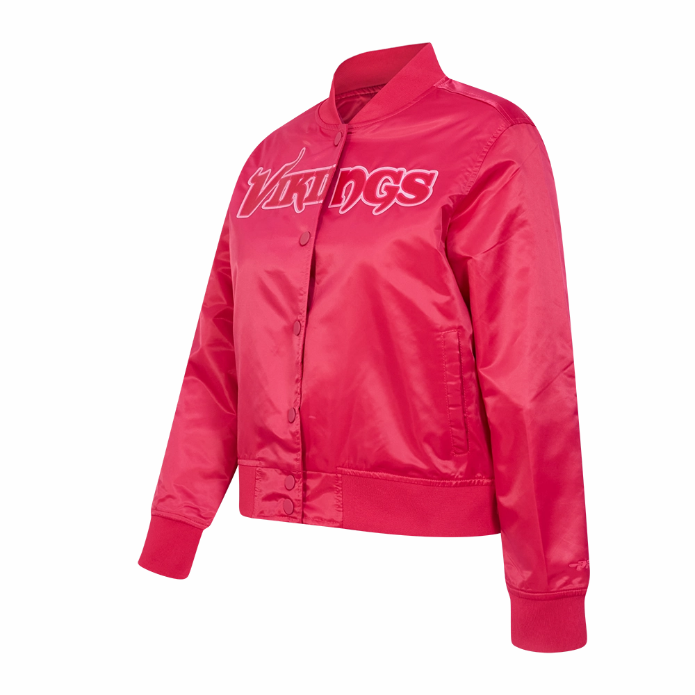 NFL MINNESOTA VIKINGS TRIPLE PINK WOMEN'S SATIN JACKET (BEETROOT PURPLE)
