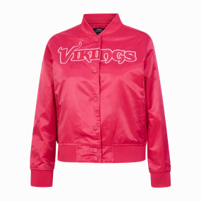 NFL MINNESOTA VIKINGS TRIPLE PINK WOMEN'S SATIN JACKET (BEETROOT PURPLE)