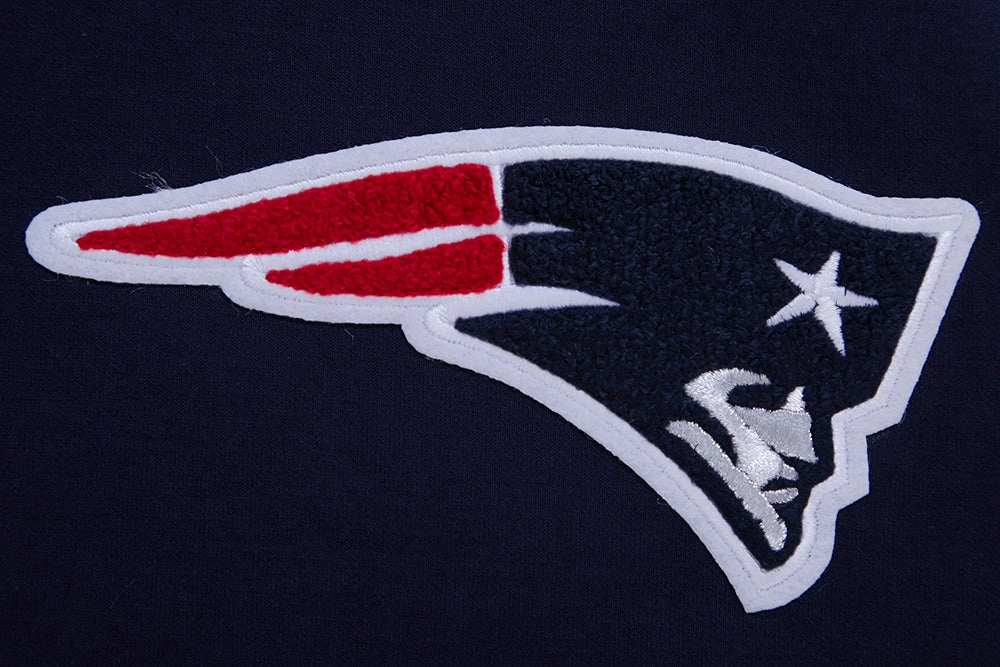 NFL NEW ENGLAND PATRIOTS CLASSIC CHENILLE MEN'S DOUBLE KNIT PULLOVER HOODIE (NAVY)