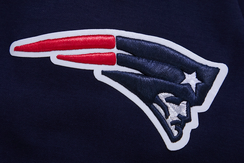 NFL NEW ENGLAND PATRIOTS CLASSIC CHENILLE MEN'S DOUBLE KNIT PULLOVER HOODIE (NAVY)