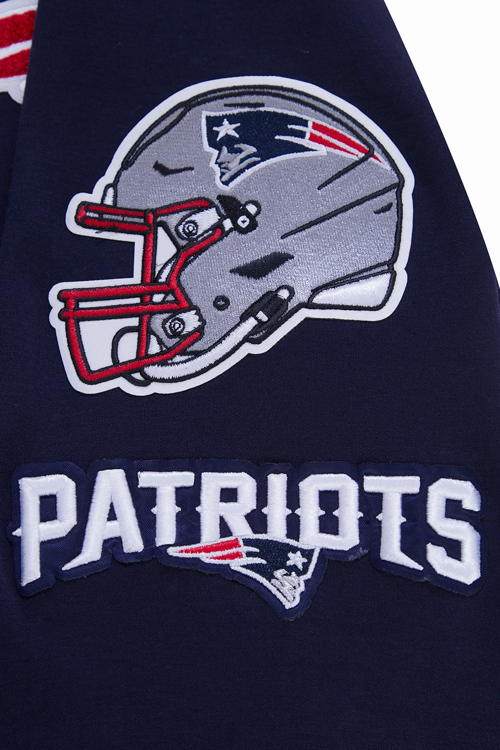 NFL NEW ENGLAND PATRIOTS CLASSIC CHENILLE MEN'S DOUBLE KNIT PULLOVER HOODIE (NAVY)
