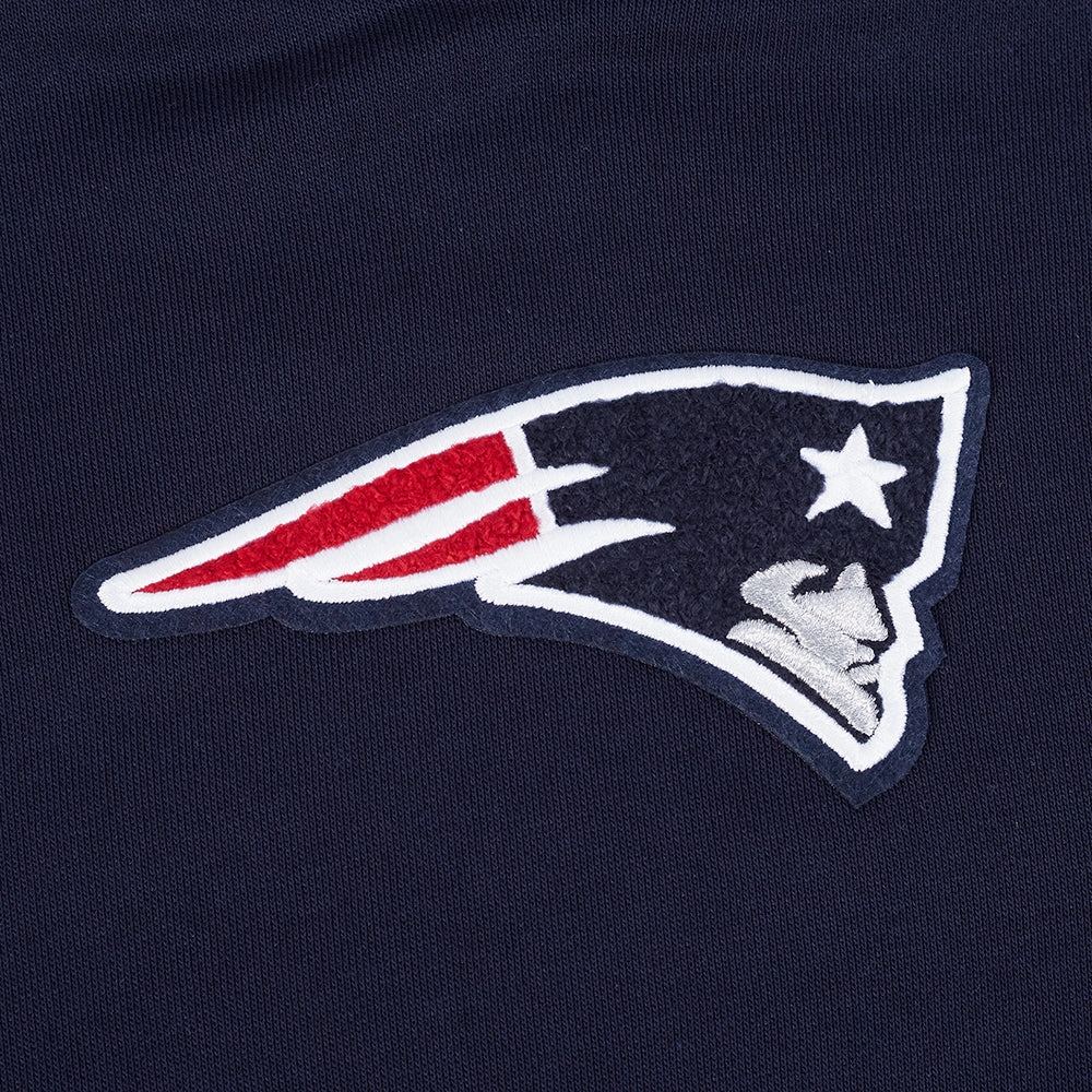 NFL NEW ENGLAND PATRIOTS CLASSIC WOMEN'S FLEECE CROPPED PULLOVER HOODIE (MIDNIGHT NAVY)