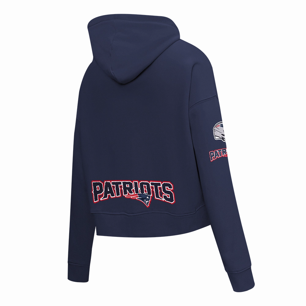 NFL NEW ENGLAND PATRIOTS CLASSIC WOMEN'S FLEECE CROPPED PULLOVER HOODIE (MIDNIGHT NAVY)