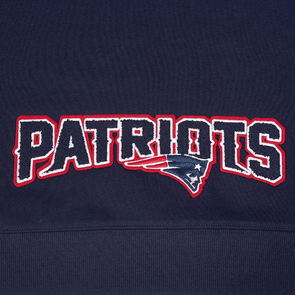 NFL NEW ENGLAND PATRIOTS CLASSIC WOMEN'S FLEECE CROPPED PULLOVER HOODIE (MIDNIGHT NAVY)