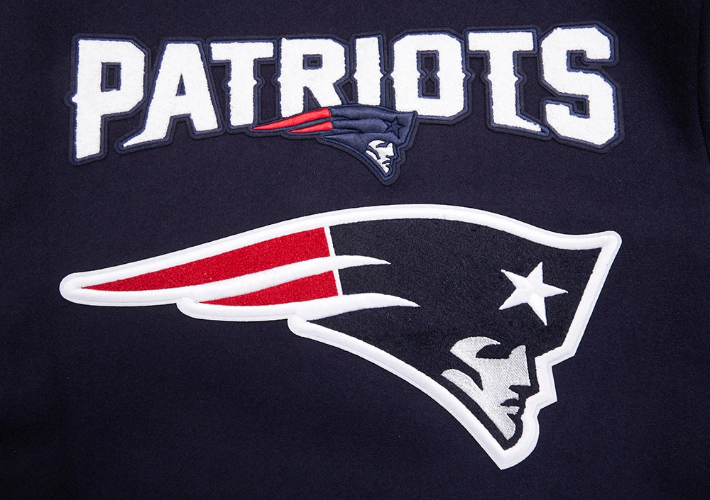 NFL NEW ENGLAND PATRIOTS MASHUP MEN'S RIB WOOL VARSITY JACKET (MIDNIGHT NAVY/RED/MIDNIGHT NAVY)