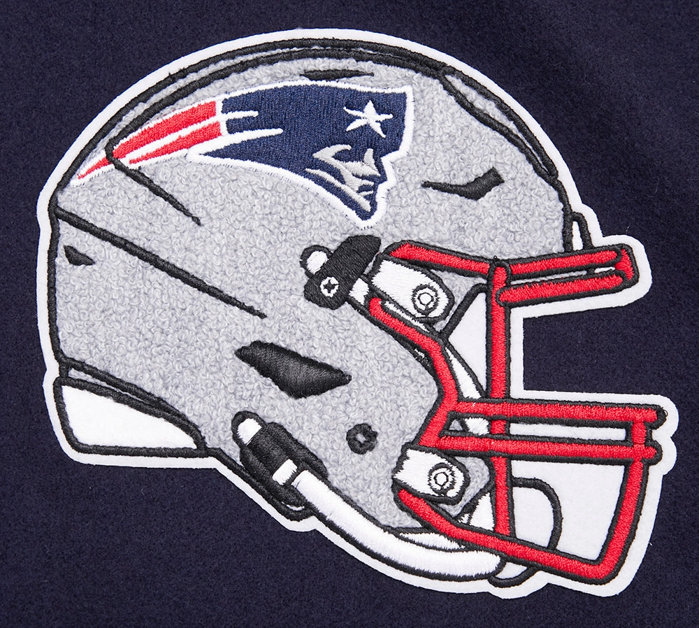 NFL NEW ENGLAND PATRIOTS MASHUP MEN'S RIB WOOL VARSITY JACKET (MIDNIGHT NAVY/RED/MIDNIGHT NAVY)