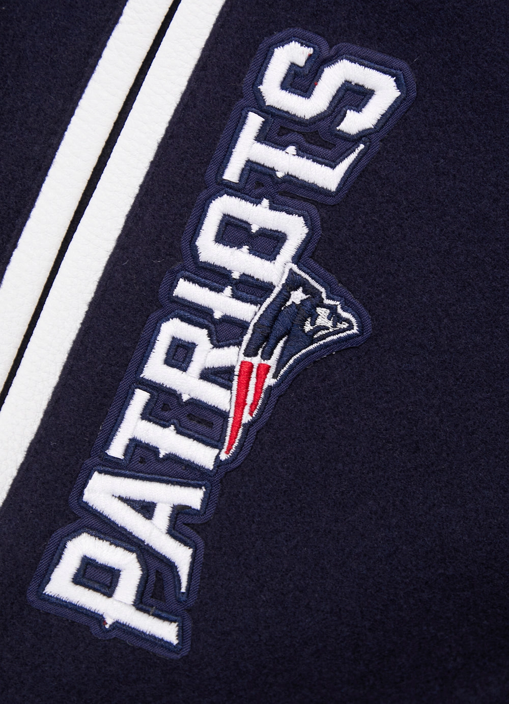 NFL NEW ENGLAND PATRIOTS MASHUP MEN'S RIB WOOL VARSITY JACKET (MIDNIGHT NAVY/RED/MIDNIGHT NAVY)