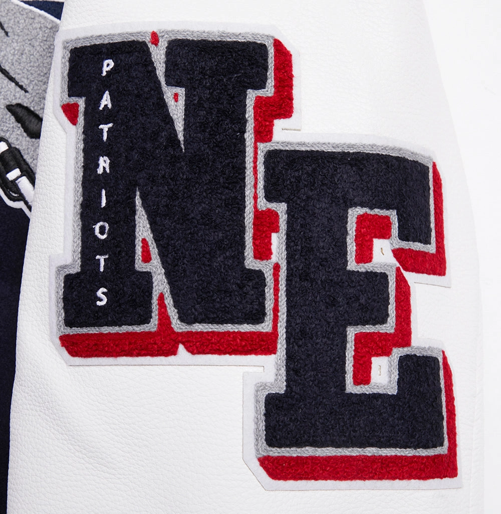 NFL NEW ENGLAND PATRIOTS MASHUP MEN'S RIB WOOL VARSITY JACKET (MIDNIGHT NAVY/RED/MIDNIGHT NAVY)