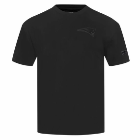 NFL NEW ENGLAND PATRIOTS NEUTRAL MEN'S COTTON JERSEY DROP SHOULDER TEE (BLACK)