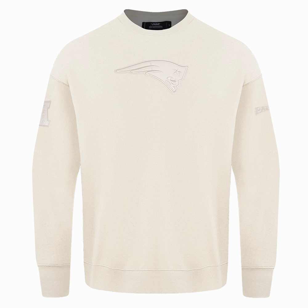 NFL NEW ENGLAND PATRIOTS NEUTRAL MEN'S DROP SHOULDER FLEECE CREWNECK (EGGSHELL)