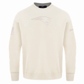 NFL NEW ENGLAND PATRIOTS NEUTRAL MEN'S DROP SHOULDER FLEECE CREWNECK (EGGSHELL)