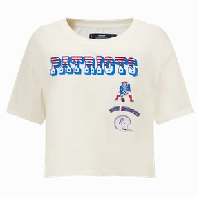 NFL NEW ENGLAND PATRIOTS RETRO CLASSIC WOMEN'S BOXY TEE (EGGSHELL)