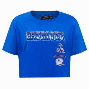 NFL NEW ENGLAND PATRIOTS RETRO CLASSIC WOMEN'S BOXY TEE (ROYAL BLUE)