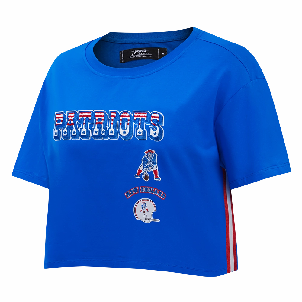 NFL NEW ENGLAND PATRIOTS RETRO CLASSIC WOMEN'S BOXY TEE (ROYAL BLUE)