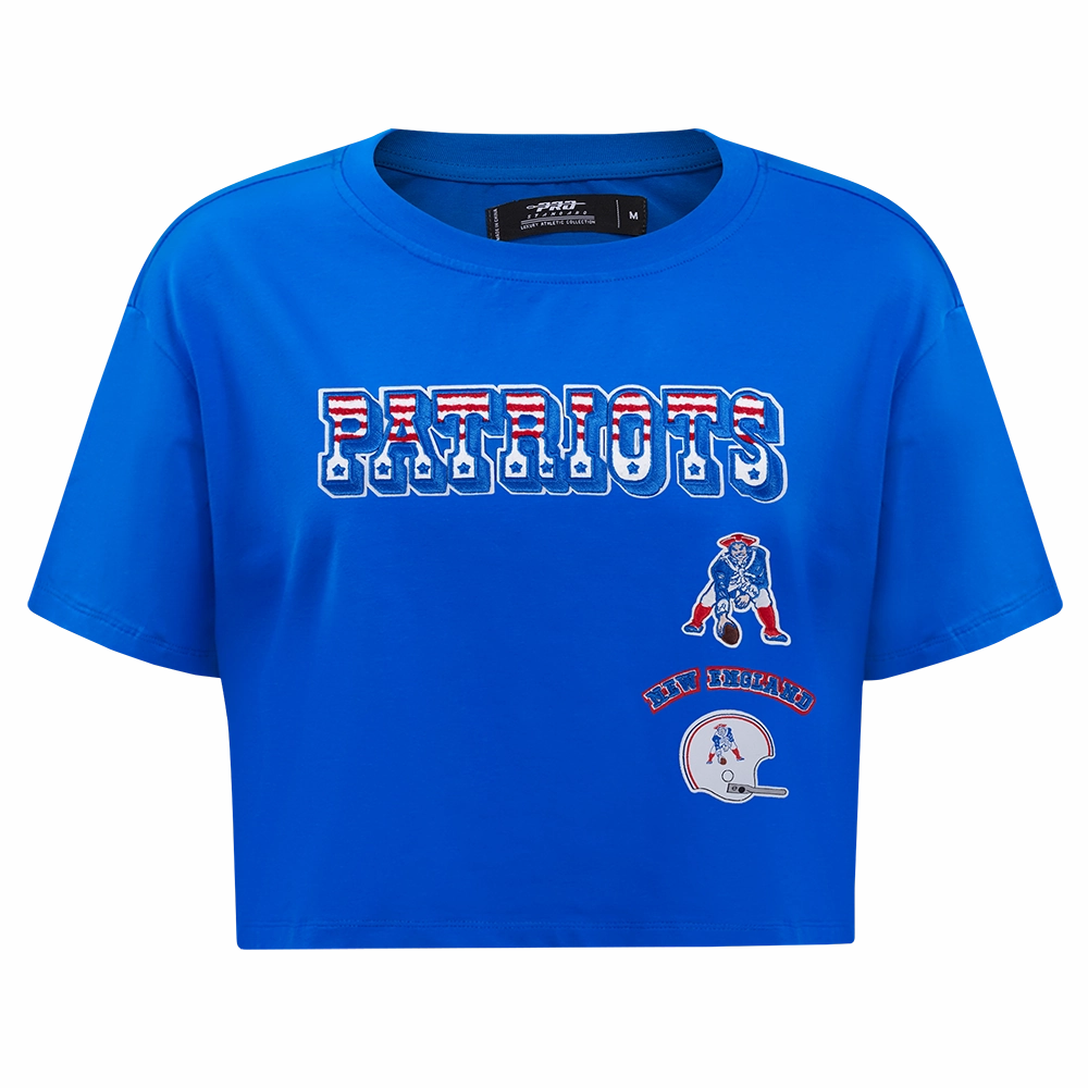 NFL NEW ENGLAND PATRIOTS RETRO CLASSIC WOMEN'S BOXY TEE (ROYAL BLUE)
