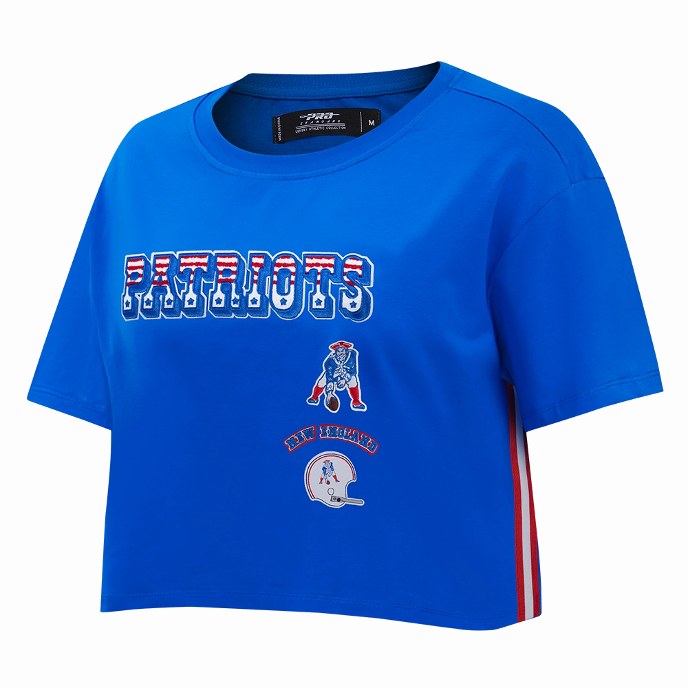 NFL NEW ENGLAND PATRIOTS RETRO CLASSIC WOMEN'S BOXY TEE (ROYAL BLUE)
