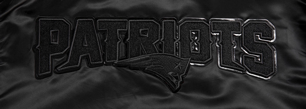 NFL NEW ENGLAND PATRIOTS TRIPLE BLACK MEN'S SATIN JACKET (TRIPLE BLACK)