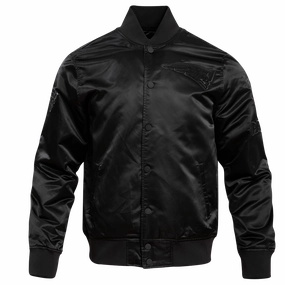 NFL NEW ENGLAND PATRIOTS TRIPLE BLACK MEN'S SATIN JACKET (TRIPLE BLACK)