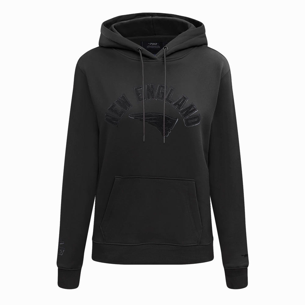 NFL NEW ENGLAND PATRIOTS TRIPLE BLACK WOMEN'S FLEECE PULLOVER HOODIE (TRIPLE BLACK WOMEN'S)