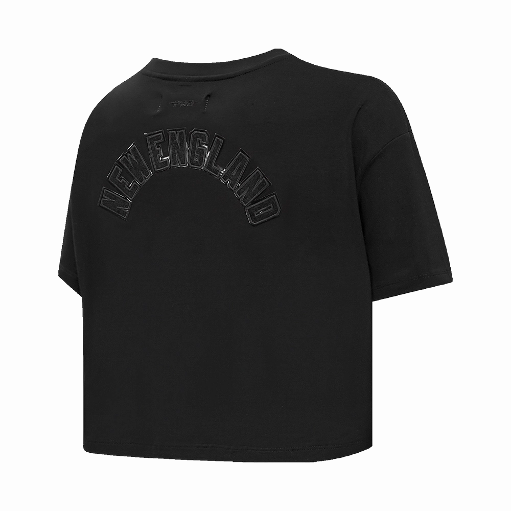 NFL NEW ENGLAND PATRIOTS TRIPLE BLACK WOMEN'S SINGLE JERSEY BOXY TEE (TRIPLE BLACK)