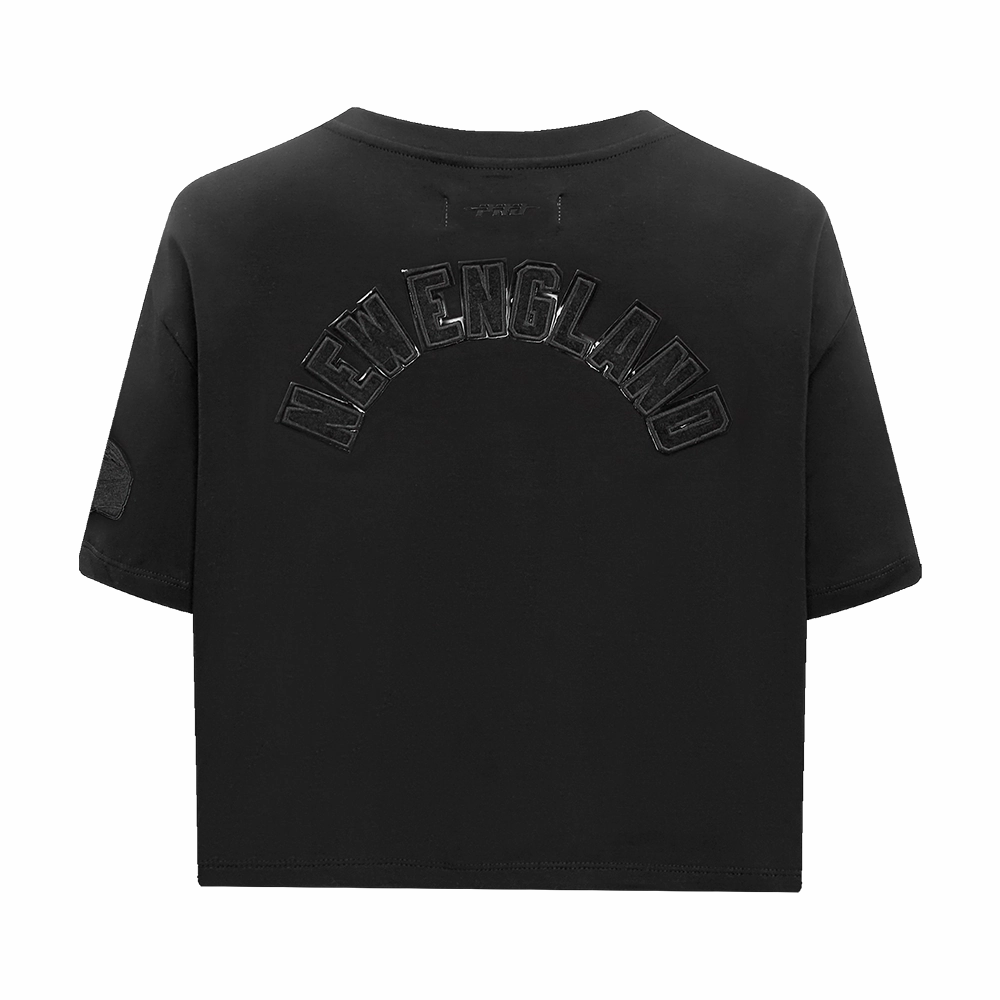 NFL NEW ENGLAND PATRIOTS TRIPLE BLACK WOMEN'S SINGLE JERSEY BOXY TEE (TRIPLE BLACK)