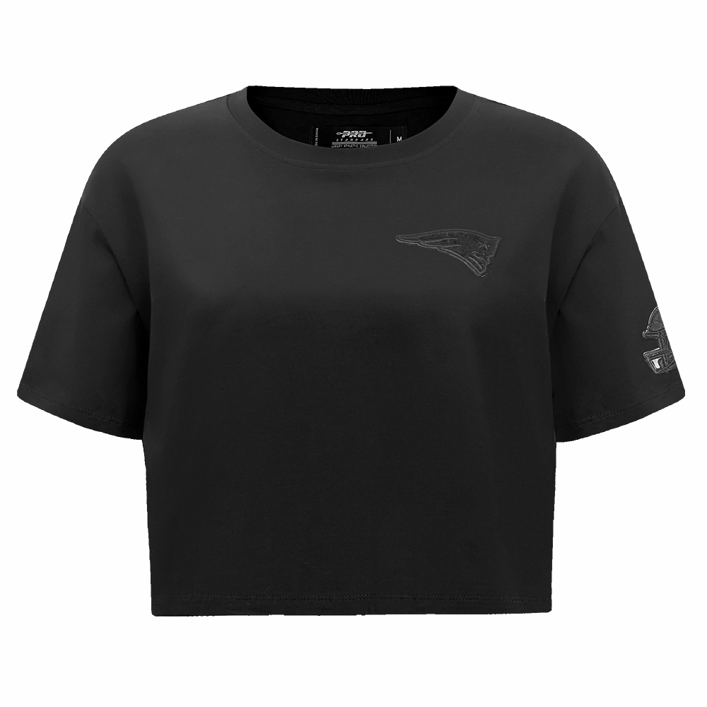NFL NEW ENGLAND PATRIOTS TRIPLE BLACK WOMEN'S SINGLE JERSEY BOXY TEE (TRIPLE BLACK)