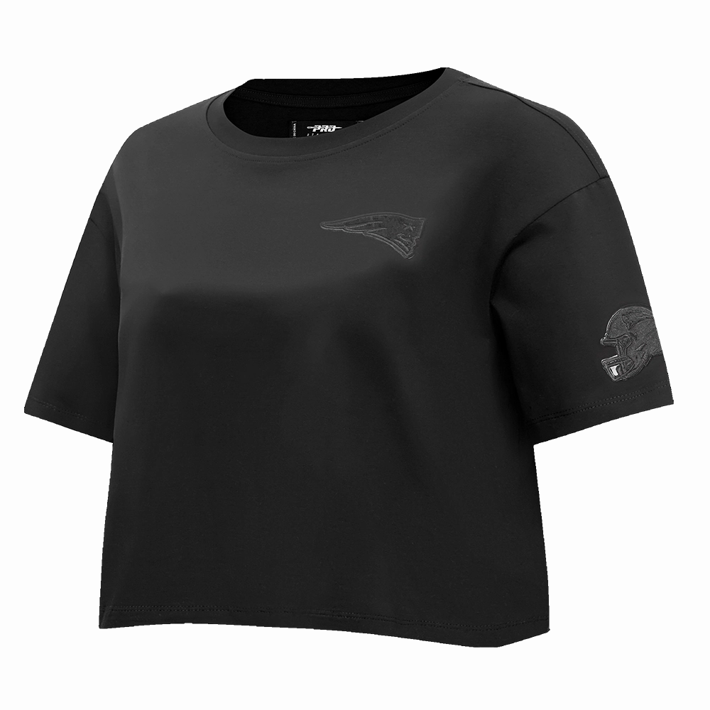 NFL NEW ENGLAND PATRIOTS TRIPLE BLACK WOMEN'S SINGLE JERSEY BOXY TEE (TRIPLE BLACK)