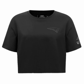 NFL NEW ENGLAND PATRIOTS TRIPLE BLACK WOMEN'S SINGLE JERSEY BOXY TEE (TRIPLE BLACK)