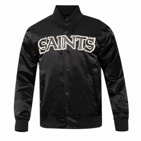 NFL NEW ORLEANS SAINTS BIG LOGO MEN'S SATIN JACKET (BLACK)