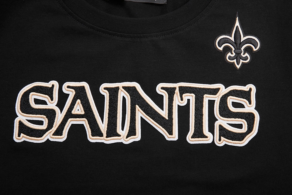 NFL NEW ORLEANS SAINTS CLASSIC SHORT SLEEVE WOMEN'S SINGLE JERSEY SLIM FIT TEE (BLACK)