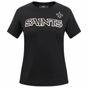 NFL NEW ORLEANS SAINTS CLASSIC SHORT SLEEVE WOMEN'S SINGLE JERSEY SLIM FIT TEE (BLACK)