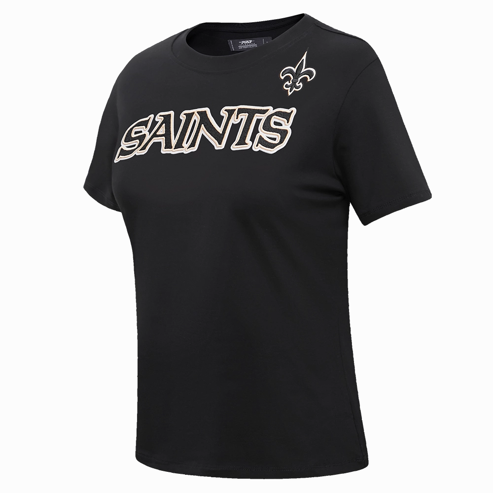 NFL NEW ORLEANS SAINTS CLASSIC SHORT SLEEVE WOMEN'S SINGLE JERSEY SLIM FIT TEE (BLACK)
