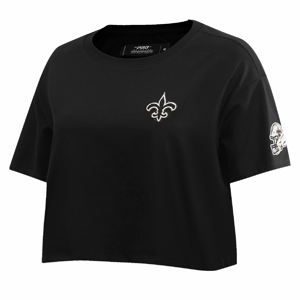 NFL NEW ORLEANS SAINTS CLASSIC WOMEN'S SINGLE JERSEY BOXY TEE (BLACK)