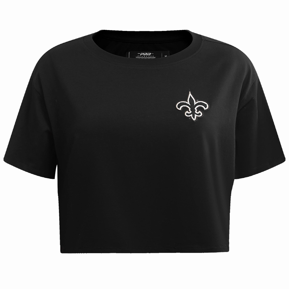 NFL NEW ORLEANS SAINTS CLASSIC WOMEN'S SINGLE JERSEY BOXY TEE (BLACK)