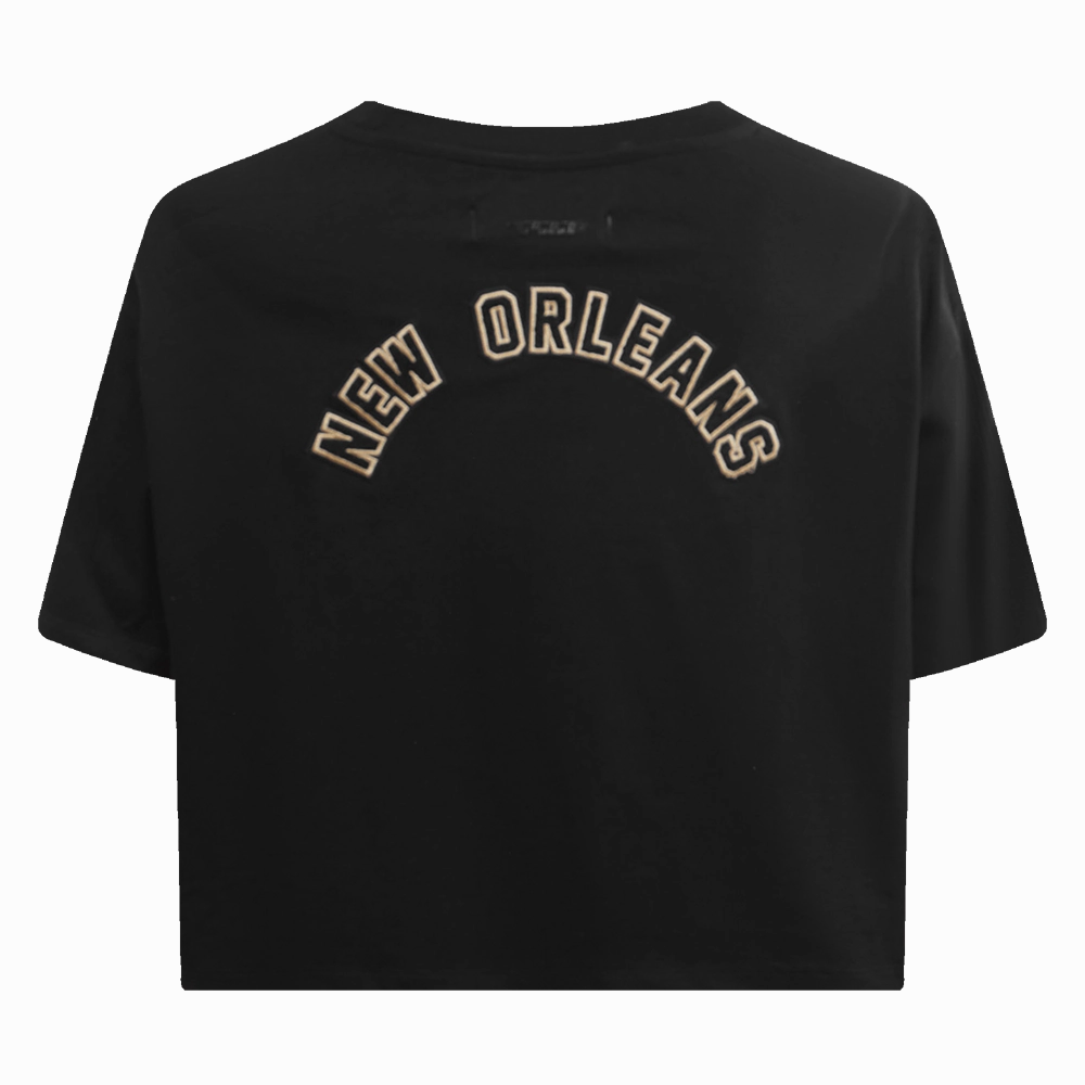 NFL NEW ORLEANS SAINTS CLASSIC WOMEN'S SINGLE JERSEY BOXY TEE (BLACK)