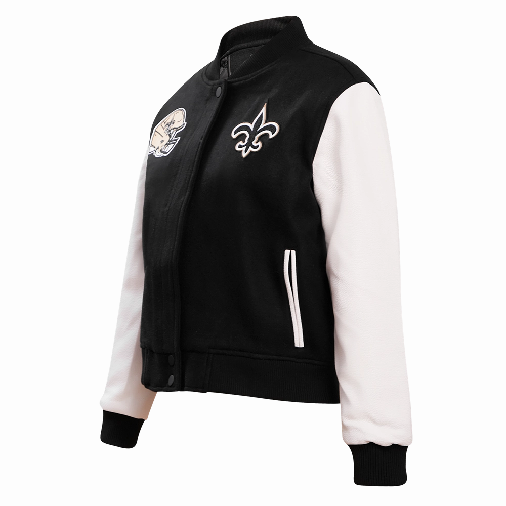 NFL NEW ORLEANS SAINTS CLASSIC WOMEN'S WOOL VARSITY JACKET (BLACK)